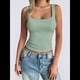 thumbnail image 5 of Camiseta Sin Mangas con Cuello Cuadrado para Mujer, de Doble Capa, Básica, para Entrenamiento de Verano, Informal Judías M, 5 of 7