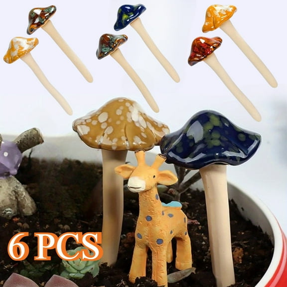 Ceramic Garden Mushrooms, Whimsical Outdoor Decor for Fairy Garden & Yard Landscape