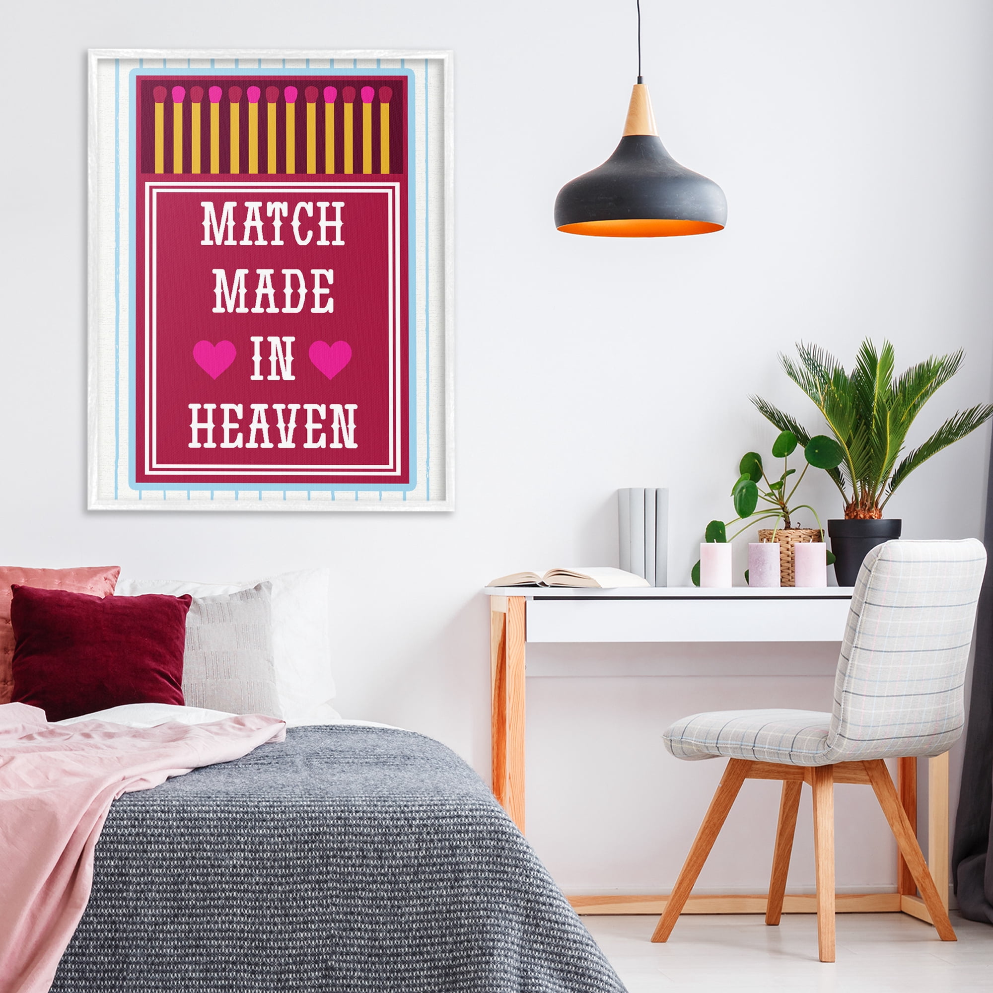 Stupell Industries Vintage Match Made In Heaven White Framed Giclee Art, design by Lil' Rue