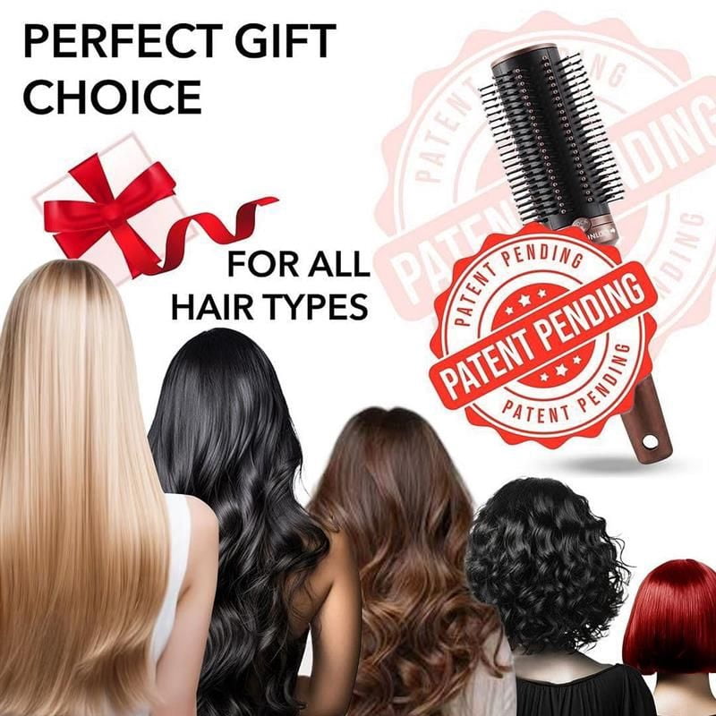 Self Cleaning Brushes for Women - Roller Retractable Detangler Round Brush for Blow Out Travel Brown Christmas Gifts for Womens