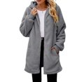 thumbnail image 1 of Cárdigan de Larga con Capucha y Cremallera para Mujer, Chaqueta Holgada de Felpa, Chaqueta de Felpa para Mujer Gris Oscuro XL, 1 of 8