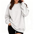 thumbnail image 3 of UDAUDU Oversized Sweatshirt for Women Crewneck Long Sleeve Fall Fashion Fleece Pullover Sweatshirts Cute Y2k Preppy Hoodless Hoodies Light Gray XL, 3 of 9