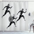 thumbnail image 1 of Ambesonne Retro Shower Curtain, Spartan Runners Body, 69"Wx84"L, Pale Grey Black, 1 of 3