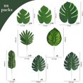 thumbnail image 2 of 88 Pieces Palm Jungle Leaves 8 Kinds Faux Tropical Monstera Leaves with Stems for Hawaiian Luau Beach Theme, 2 of 6
