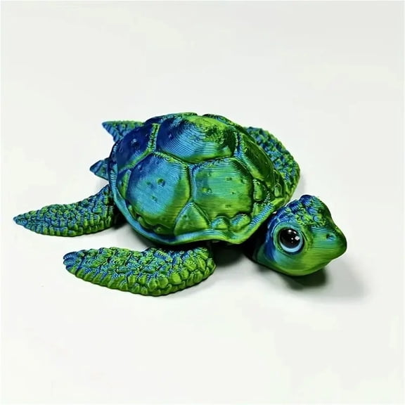 1pc laserGreen 3D Printed Turtle Multi Joint Movable Ornament Versatile Shapes Creative Home Office Desktop Ornament