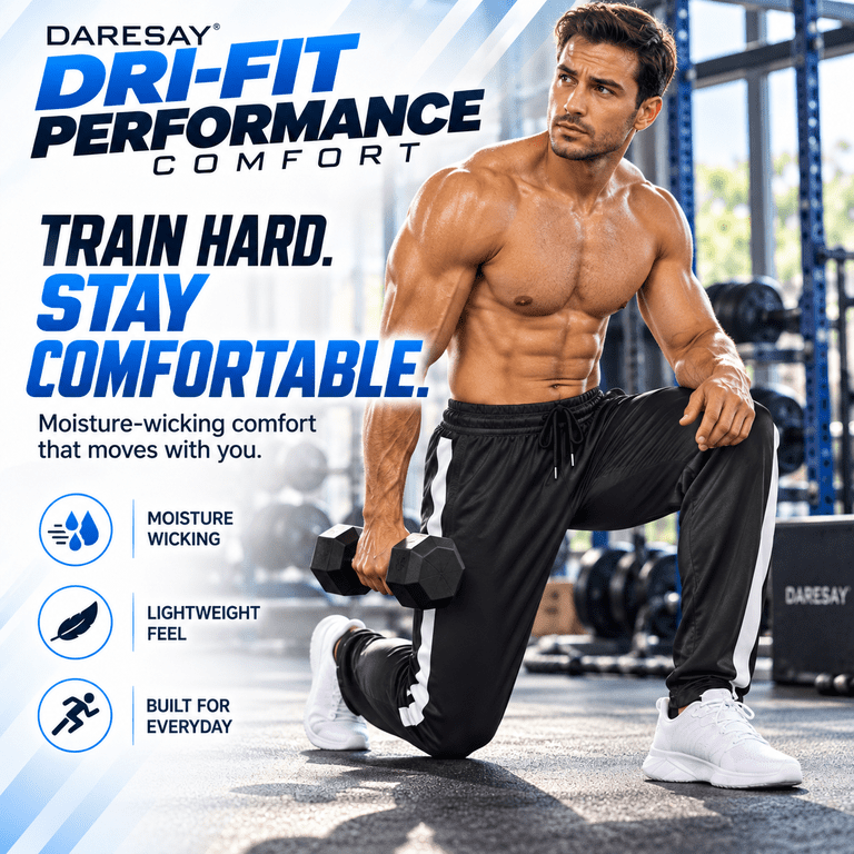 Daresay Men's Dri-Fit Athletic Pants, 3-Pack photo 7