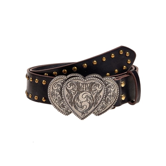 YIGSECU Waist Belt Engraved Heart for Cowboy Cowgirl With Metal Buckle Vintage Belt Hot WaistChain Wide Oversize Belt