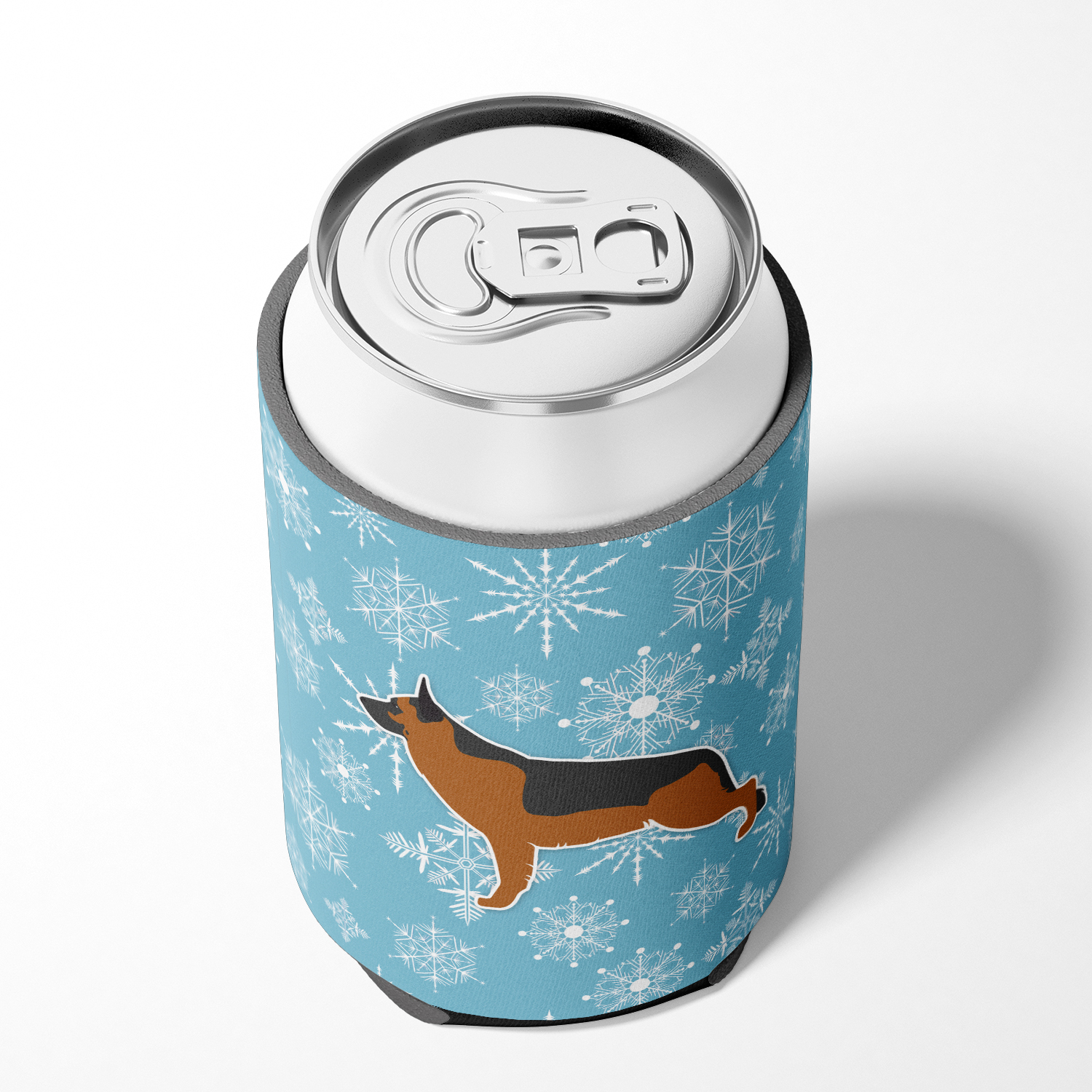 "Caroline's Treasures Winter Snowflake German Shepherd Can or Bottle Hugger BB3524CC, Can Hugger, Multicolor"