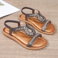 thumbnail image 5 of Viluyesy Womens Gladiator Sandals, Retro Boho Ankle Elastic Strap Wide Width Summer Comfort Shoes Dark Gray, 5 of 9