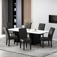 thumbnail image 2 of GDF Studio Thurber Contemporary Faux Leather Upholstered Dining Chairs, Set of 6, Midnight Black and Espresso, 2 of 9