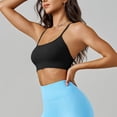 thumbnail image 4 of Mujeres de color sólido cuatro filas ajustable inalámbrico sujetador doble hombro yoga deportes sujetador a prueba de choques, ejercicio deportes sujetadores para mujeres, 4 of 5
