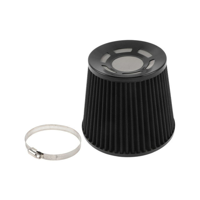 Filtro de aire de motor Unique Bargains 76mm con cabeza de hongo, filtro de admisión de aire frío de abrazadera superior cerrada, limpiador de aire frío con 1 abrazadera negra para automóvil