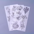 thumbnail image 2 of Juego de 5 pegatinas autoadhesivas de 200 x 100 mm con diseño de flores y hojas mixtas en color negro, 2 of 2