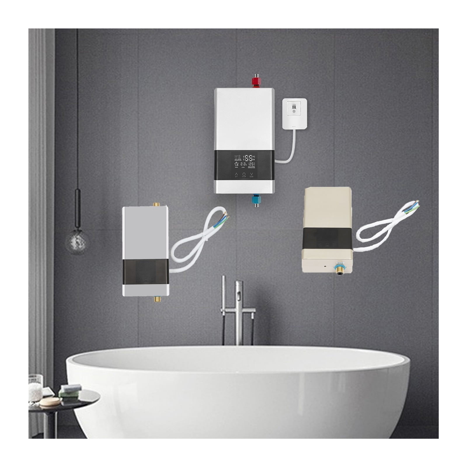 4KW Mini Electric Tankless Water Heater Instant Hot Water Heater Waterproof IPx4 For Kitchen Bath Remote Control Boiler ,Safety Protections