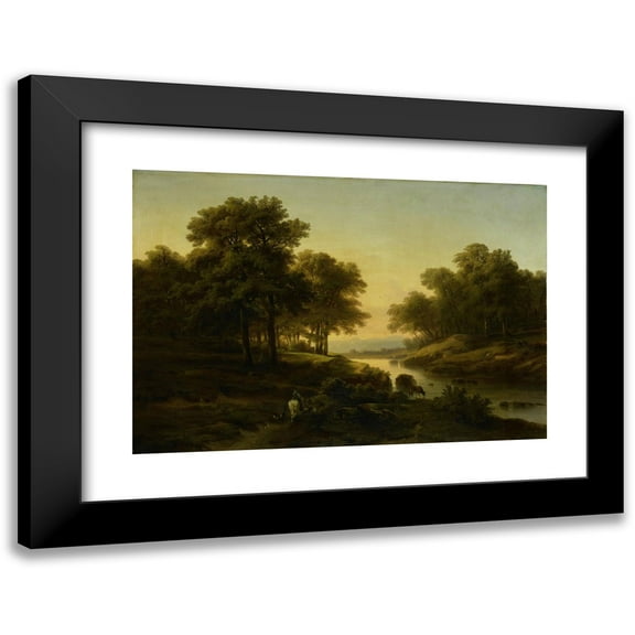 Alexandre Calame 14x11 Black Modern Framed Museum Art Print Titled - Landscape (1830 - 1845)