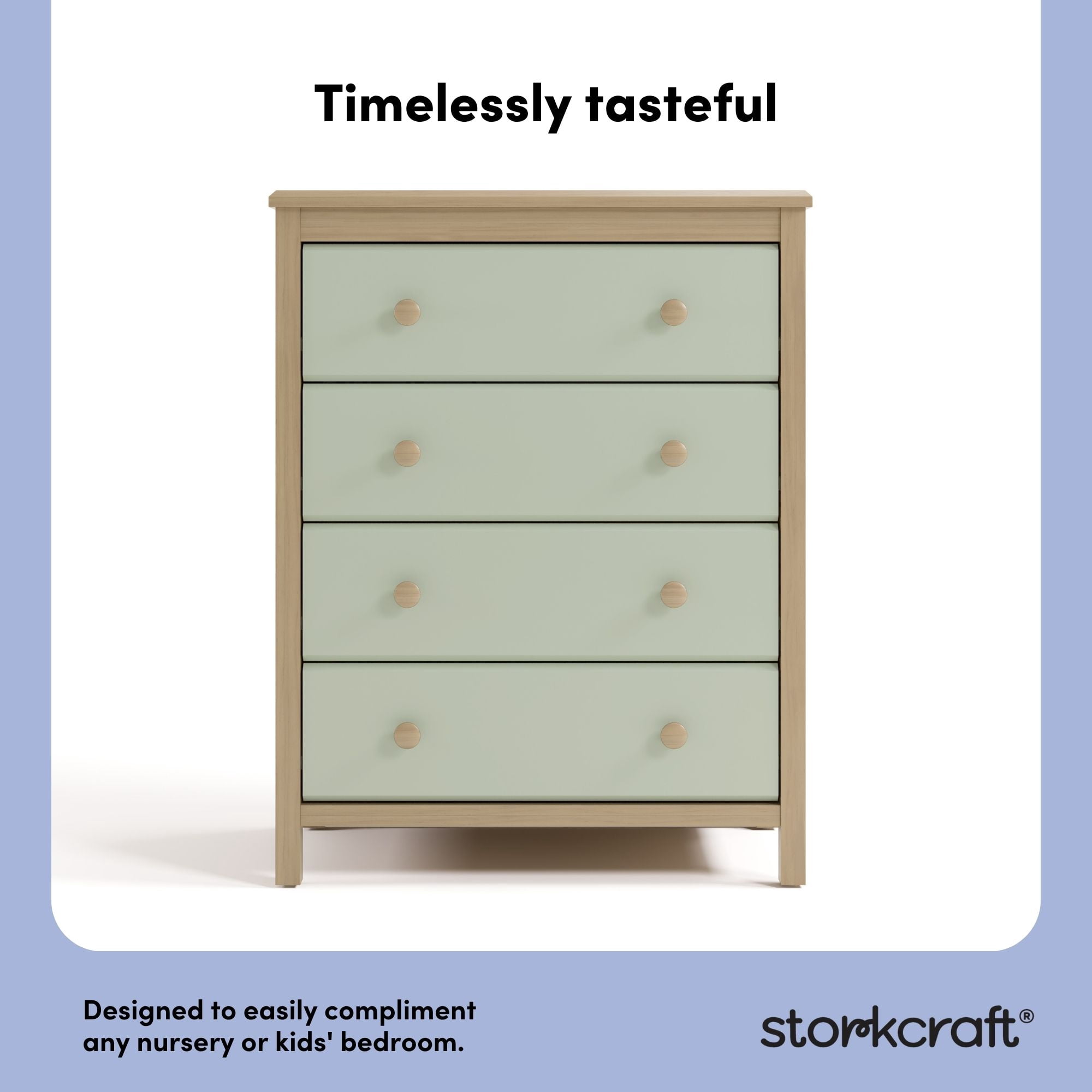 Storkcraft Alpine 4 Drawer Nursery Dresser, Driftwood with Sage