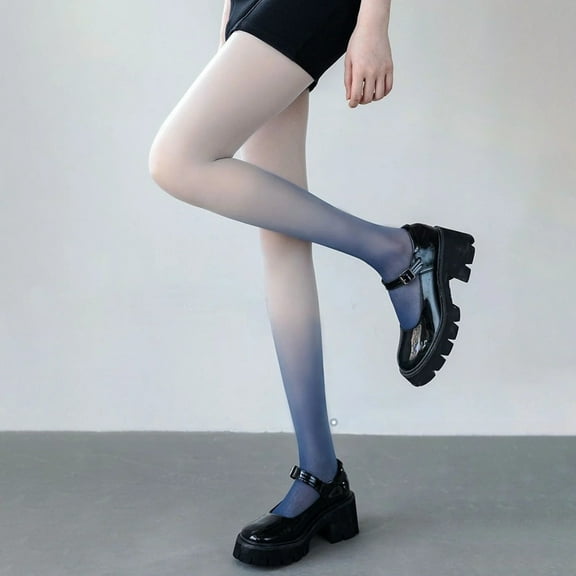 MSJUHEG Fishnet Tights,Rainbow Tights,Patterned Tights,Colorful Tights,Stockings,Pantyhose Gradient Contrast High Elasticity Skinny Thin Tights Long Socks Blue One Size