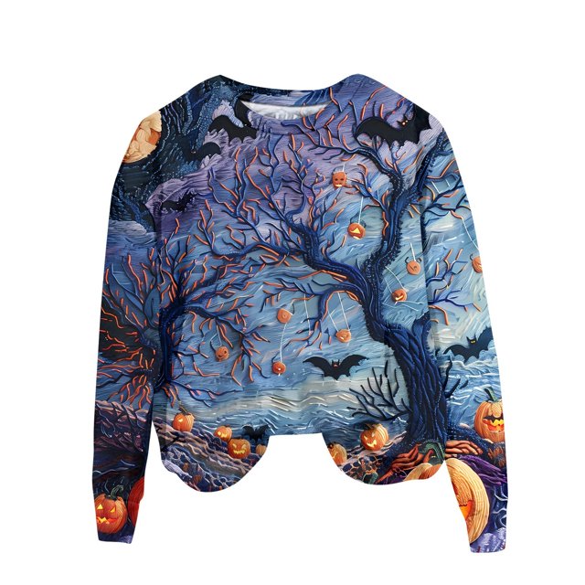 Sudadera de manga larga con temática de Halloween para mujer, diseño vibrante y espeluznante para celebraciones festivas
