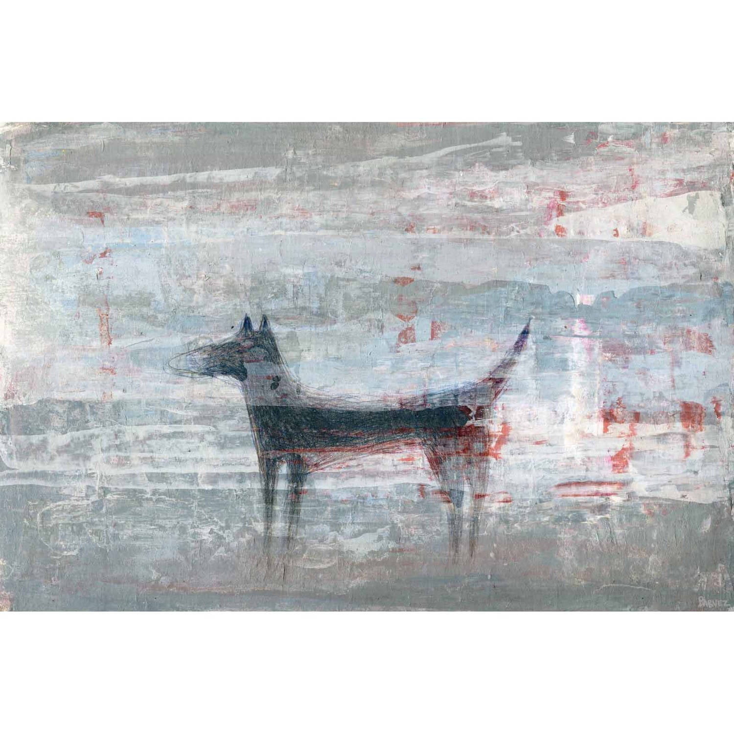"Dark Dog" Painting Print on Wrapped Canvas