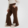 thumbnail image 2 of SGFCWSX Girls Flare Pants, Elastic Waist Corduroy Bell Bottom Casual Trousers with Bow Pockets for Kids School Daily Wear Coffee Size 3T, 2 of 6