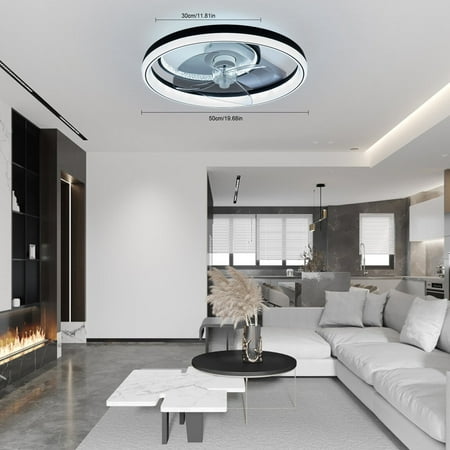 

Modern LED Ceiling Fan Light Dimmable Lamp Semi Flush Mount with Remote Control