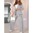 thumbnail image 6 of Women'S Fall Spring 2 Piece Blazer Outfits Business Casual Oversized Jacket Wide Leg Work Pants Gray S, 6 of 9