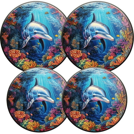 

Electric Stove Burner Covers 4 Pcs Round Gas Burner Cover 8 and 10 Inch Coral - Encrusted World of the Dolphin