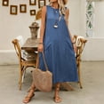 thumbnail image 6 of tasrioml Women's Sleeveless Long Dress Casual Crew Neck Maxi Dress Summer Beach Vacation Shift Sundress with Pockets, 6 of 7