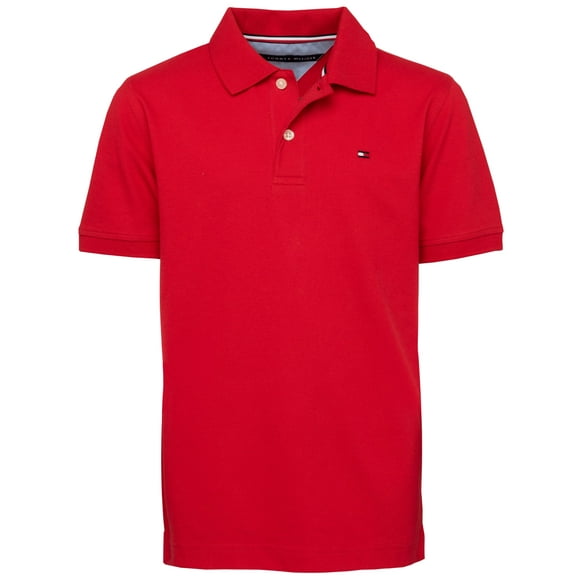 Polo Tommy Hilfiger para niños de manga corta, color rojo hiedra, 8-10 años