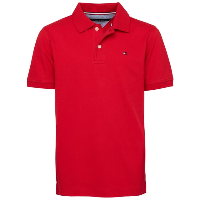 Polo Tommy Hilfiger para niños, manga corta, color rojo hiedra, talla 5