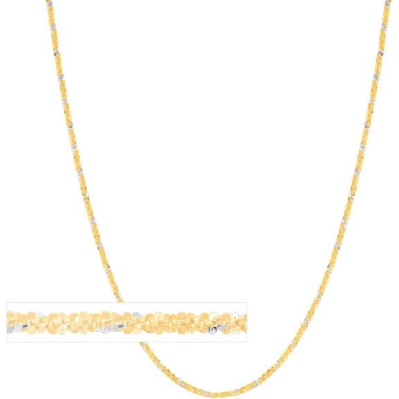 Floreo 14k White Gold 1.5mm Twisted Crisscross Sparkle Chain Necklace