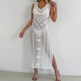 thumbnail image 6 of Taqqpue Women's Crochet Swimsuit Cover Up Solid Color V Neck Sleeveless Ribbed Sweater Dresses Casual Loose Fit Long Beach Dress, 6 of 9