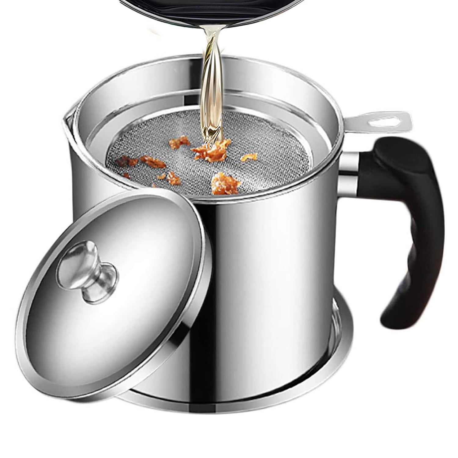 1.2L Oil Filter Tool, Stainless Steel Oil Strainer Pot Grease Container