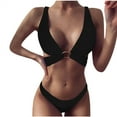 thumbnail image 6 of Abcnature Women's Bikini Swimsuits Sets, Thong Bikini Sets Bikini Two Piece Solid Color Sling Beachwear Swimwear Bikini Sets for Women Black L, 6 of 7