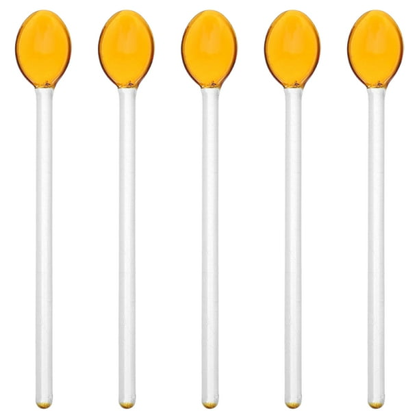 5 cucharas de café, cucharas largas de vidrio, cucharas para revolver, cucharas de té, agitadores de café reutilizables