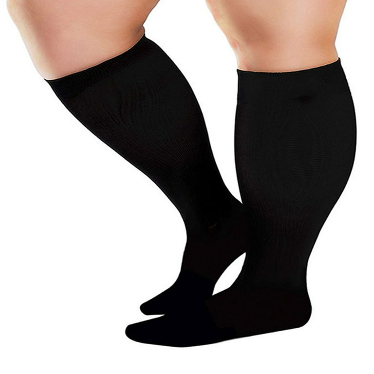 Shin Calf Sleeve 20-30 mmHg Medical Compression Circulation Extra Wide Plus  Size Big Tall Leg Thick Calves Firm Support (Black, Big Calf 3XL)