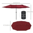 thumbnail image 3 of Outsunny Parasol de Patio Double Face de 15 Pi, Rouge Vin, 3 of 10
