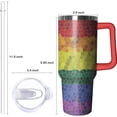 thumbnail image 2 of 40oz Rainbow Tumbler with Handle and Straws, Gifts for Gays Lesbian LGBTQ, Gay Pride Flag Coffee Mug Water Bottle, LGBT Stainless Steel Insulated Cup,Valentines Birthday Gift, 2 of 5