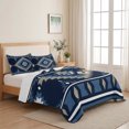 thumbnail image 5 of Queen Quilt Set 90''x96'', Blue Boho Lightweight Bedspread Coverlet Set with 2 Pillow Shams, Aztec Southwest Abstract Geometric Motifs Breathable All Season Quilt Bedding for Bedroom/Guest Room, 5 of 9