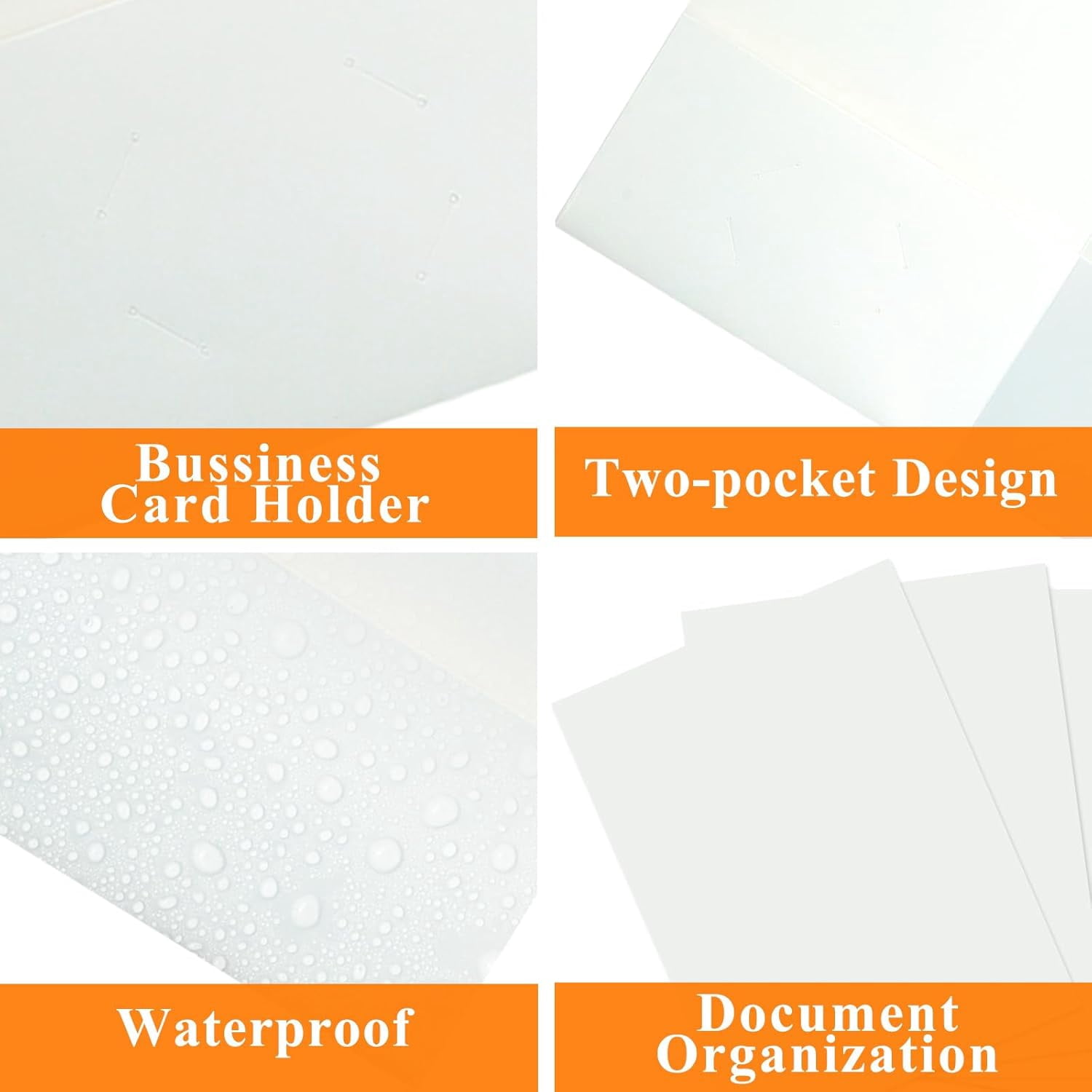 50Pcs White Folders with Pockets and Business Card Holder,2 Pocket Folders for School,Home or Office,Durable Heavy Duty File Folders