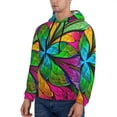 thumbnail image 3 of Naloa Multicolored Beautiful Flower Men's Casual Hooded Collar Drawstring Hoodies Pullover Sweatshirts Casual Long Sleeve Shirts-3X-Large, 3 of 7