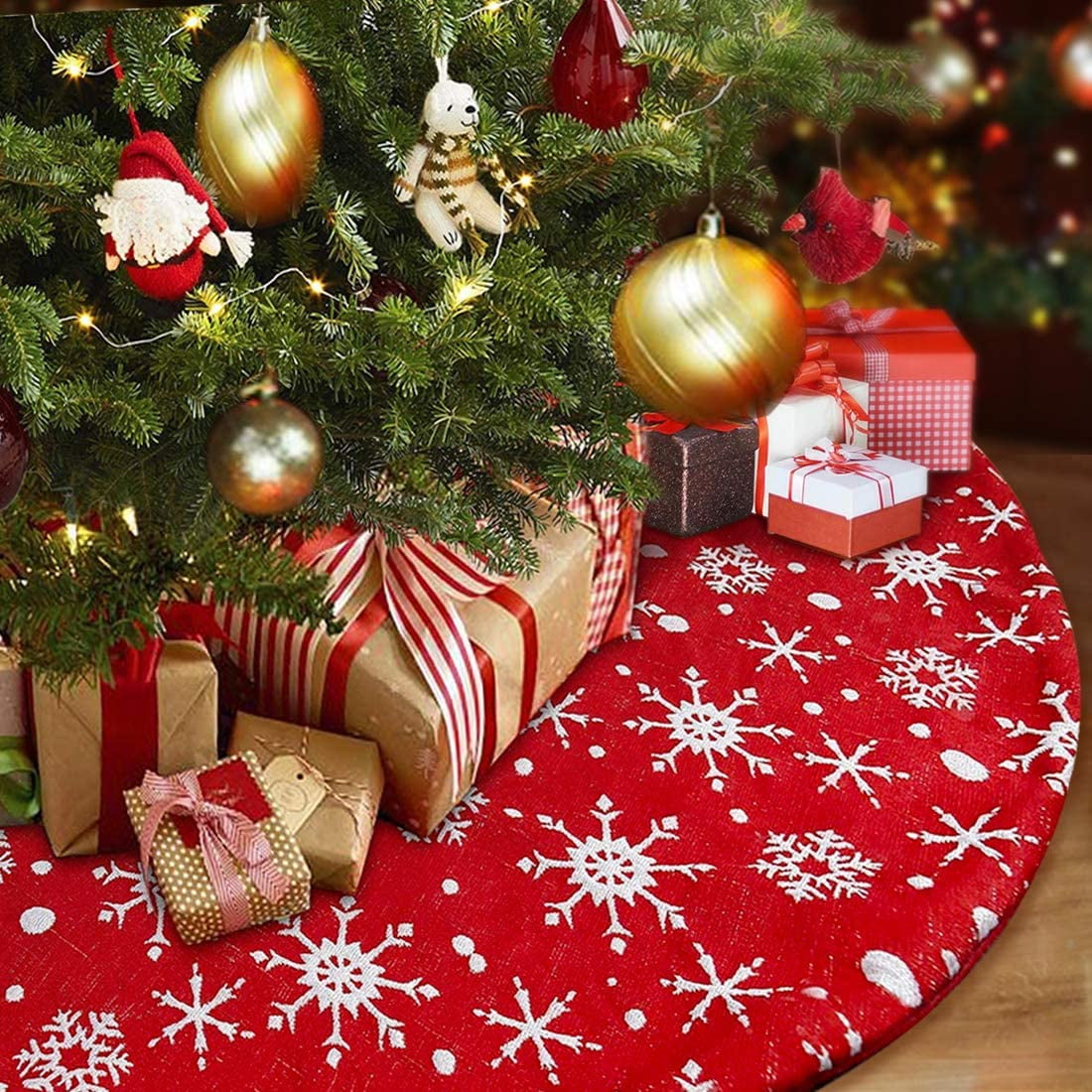 Details about   100cm Large Christmas Tree Skirt Red Home Xmas Floor Ornament Party Decor