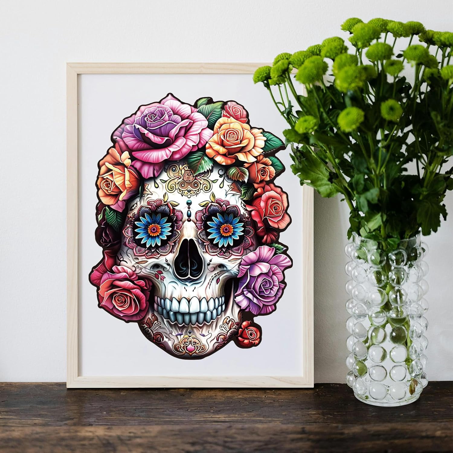 Day Of The Dead Skull 1000 Piece Jigsaw Puzzle For Adults - Colorful Skeleton & Flower Art - View #10