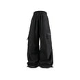 thumbnail image 4 of RongHuan Womens Windbreaker Pants Loose Fit Wide Leg Cargo Pants High Waist Pants with Pockets Casual Outdoor Hiking Pants, 4 of 6