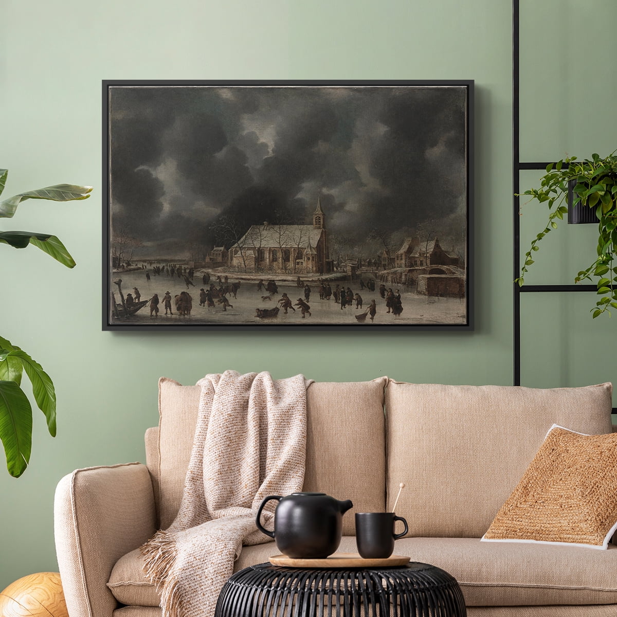 Vintage Landscape-CCCLXXXIX By Wexford Home Framed in Black Wood Gallery Wrapped Canvas 25 in. x 37 in.