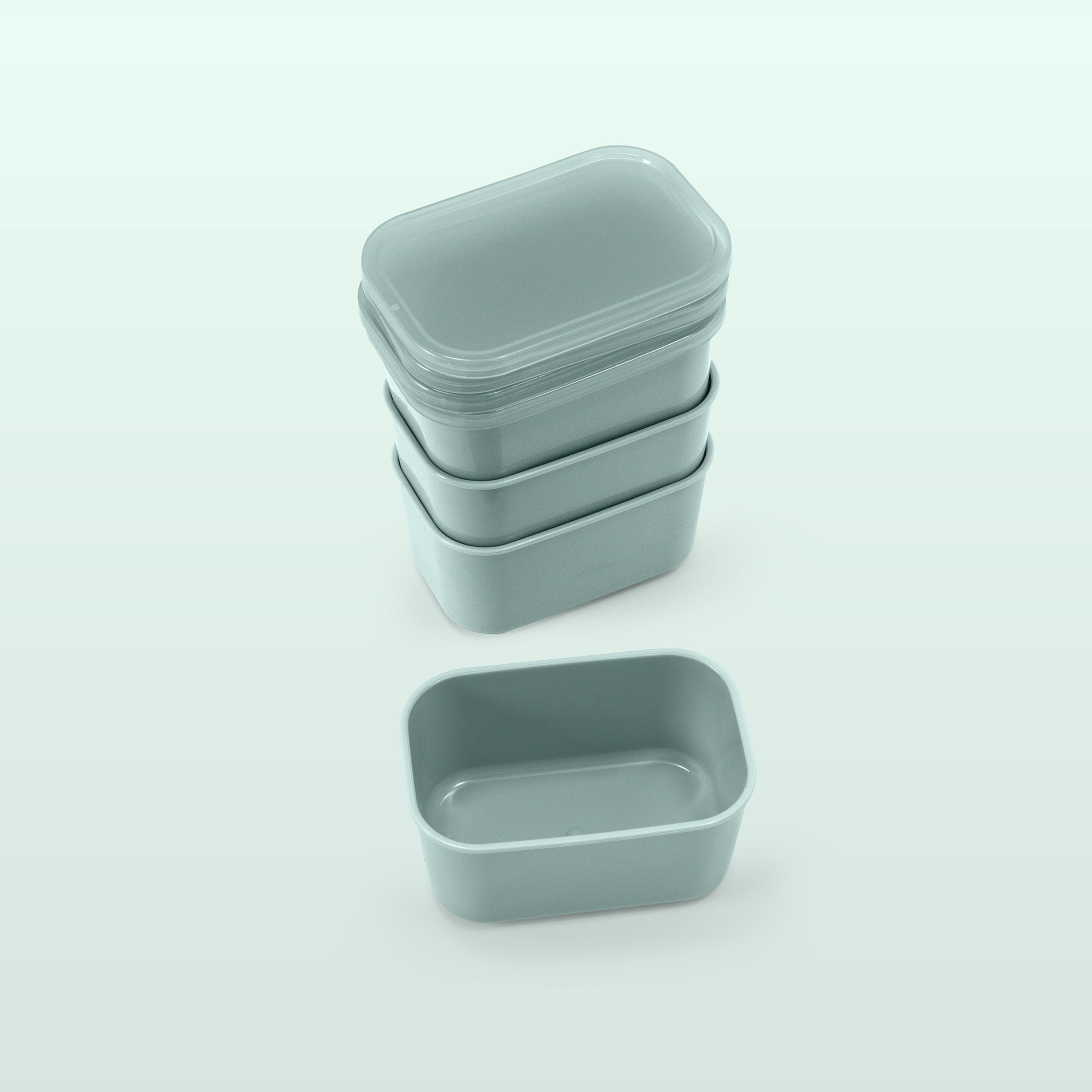 Cook with Color 4 Piece Snackle Box Pods with Lids, Sage, Portable and Dishwasher Safe, Well Suited for Sausces, Snacks, and Small Lunch Items