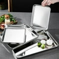 thumbnail image 5 of Kitchen Rectangle Stainless Steel Food Storage Serving Trays Sausage Noodles Fruits Dish Restaurant Hotel Metal Dinnerware Plate, 5 of 6