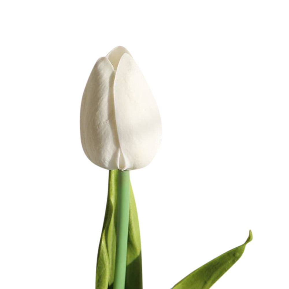 Fake Tulips Artificial Flowers, Real Touch PU Faux Flowers, Tulip Stems for Wedding, Spring Bouquet Floral Arrangement Home Party Office Decorations for Mother's Day (White/20 Pcs) 13.98Inches