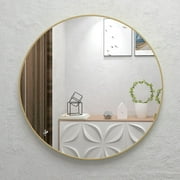 LHCFS Corp 32" Wall Circle Mirror Large Round Gold Farmhouse Circular Mirror For Wall Decor Big Bathroom Make Up Vanity Mirror Entryway Mirror