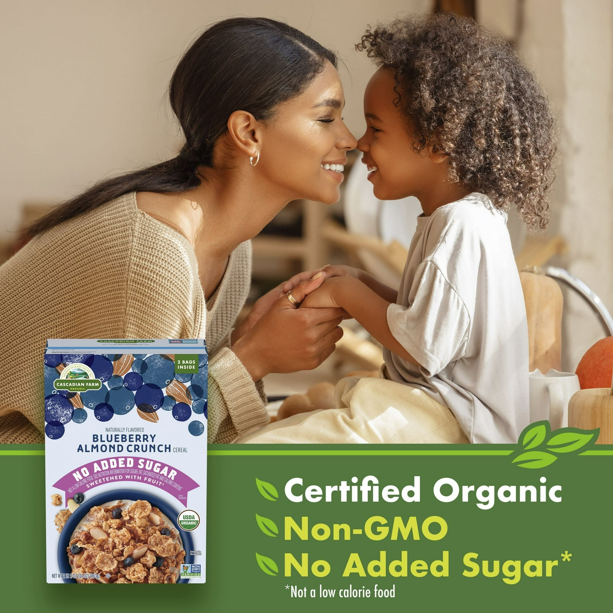 2 BAG | Cascadian Farm Organic Blueberry Almond Crunch Breakfast Cereal, No Added Sugar,, 2 lbs 2 oz